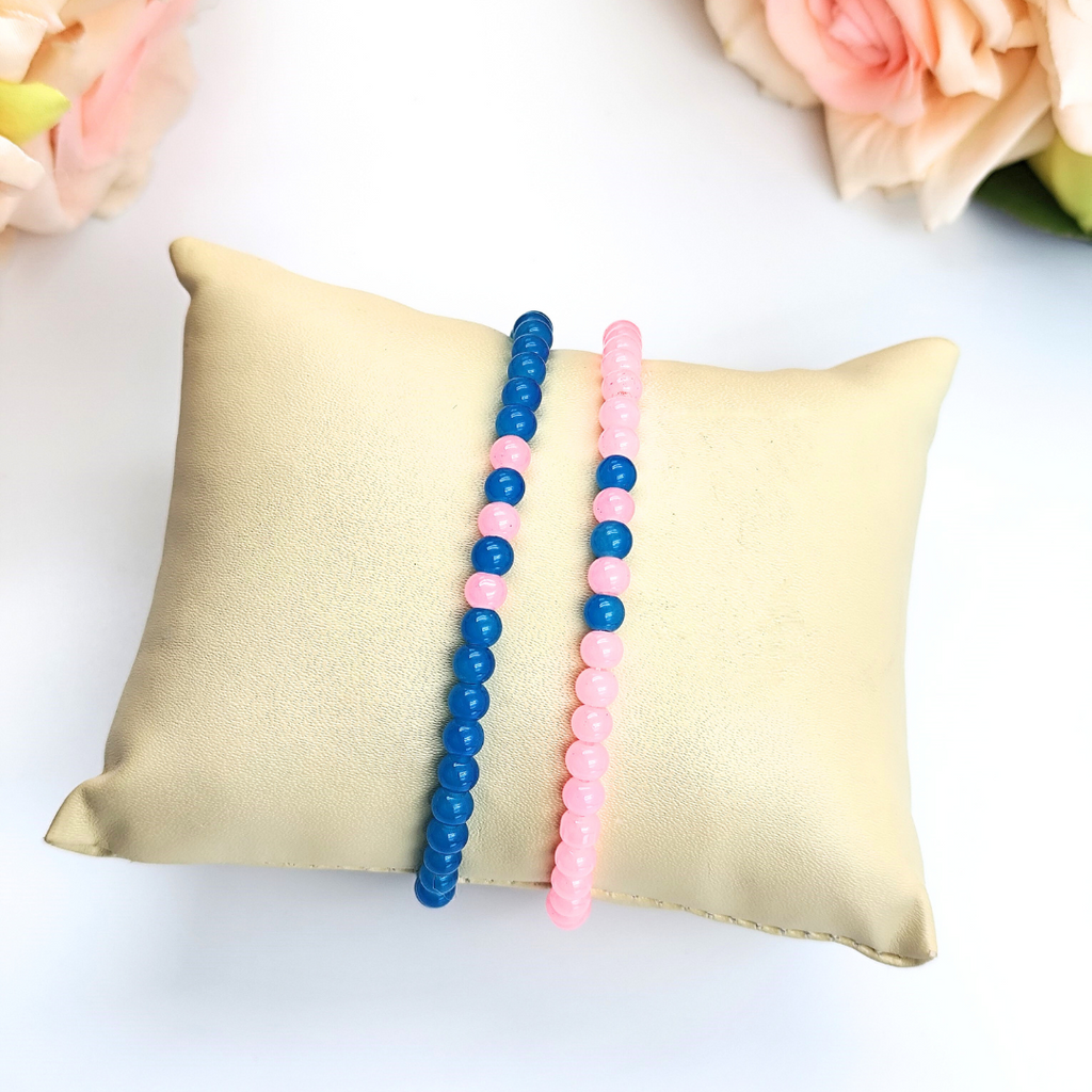 Bracelet Opaque Small Bead Bracelet Set Pink And Blue