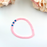 Bracelet - Opaque Small Bead Bracelet Set - Pink And Blue