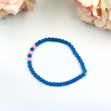 Bracelet - Opaque Small Bead Bracelet Set - Pink And Blue