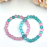 Bracelet - Matt glass bead bracelet set - Pink and Blue