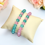 Bracelet - Matt glass bead bracelet set - Pink and Blue