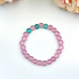 Bracelet - Matt glass bead bracelet set - Pink and Blue