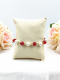Bracelet - Red Glass Beads & Glass Pearl Bracelet