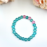 Bracelet - Matt glass bead bracelet set - Pink and Blue