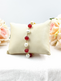 Bracelet - Red Glass Beads & Glass Pearl Bracelet