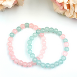 Bracelet - Opaque glass bead bracelet set - Pastel pink and pastel blue