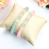 Bracelet - Opaque glass bead bracelet set - Pastel pink and pastel blue