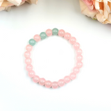 Bracelet - Opaque glass bead bracelet set - Pastel pink and pastel blue