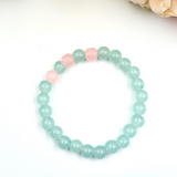 Bracelet - Opaque glass bead bracelet set - Pastel pink and pastel blue