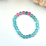 Bracelet - Transparent glass bead bracelet set - Pink & Blue