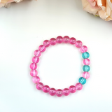 Bracelet - Transparent glass bead bracelet set - Pink & Blue