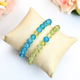 Bracelet - Crackle Bead Bracelet Set - Sky Blue and Lemon Yellow