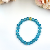 Bracelet - Crackle Bead Bracelet Set - Sky Blue and Lemon Yellow