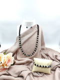Beaded Necklace Combo - Black Beads with Silver Details Combo