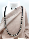 Beaded Necklace Combo - Black Beads with Silver Details Combo