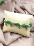 Beaded Necklace Combo - Dark Green Beads with Flower charms Combo