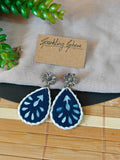 Indigo Fabric Drop Earrings
