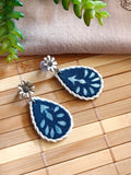 Indigo Fabric Drop Earrings
