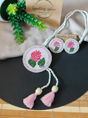 Eternal Bloom - Pink Fabric Hand-painted Necklace Set