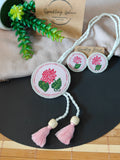 Eternal Bloom - Pink Fabric Hand-painted Necklace Set