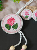 Eternal Bloom - Pink Fabric Hand-painted Necklace Set