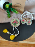 Eternal Bloom - Light Yellow Fabric Hand-painted Necklace Set