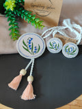 Eternal Bloom - Cream Fabric Hand-painted Necklace Set