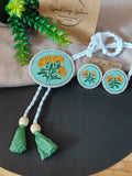Eternal Bloom - Pastel Green Fabric Hand-painted Necklace Set