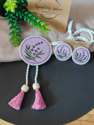 Eternal Bloom - Lavender Fabric Hand-painted Necklace Set