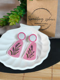 Eternal Bloom - Light Pink & White Fabric Hand-painted Earrings With Lavender Flowers