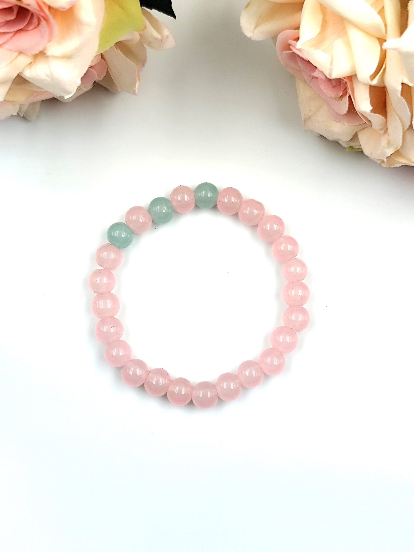 Bracelet - Opaque glass bead bracelet set - Pastel pink and pastel blue