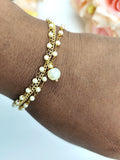 Bracelet - Pearl Chain And Golden Chain With Pearl Drop Bracelet