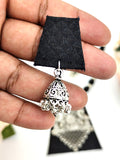 Khaan Fabric Set - Black With Oxidized Silver Pendent & Jhumka Set