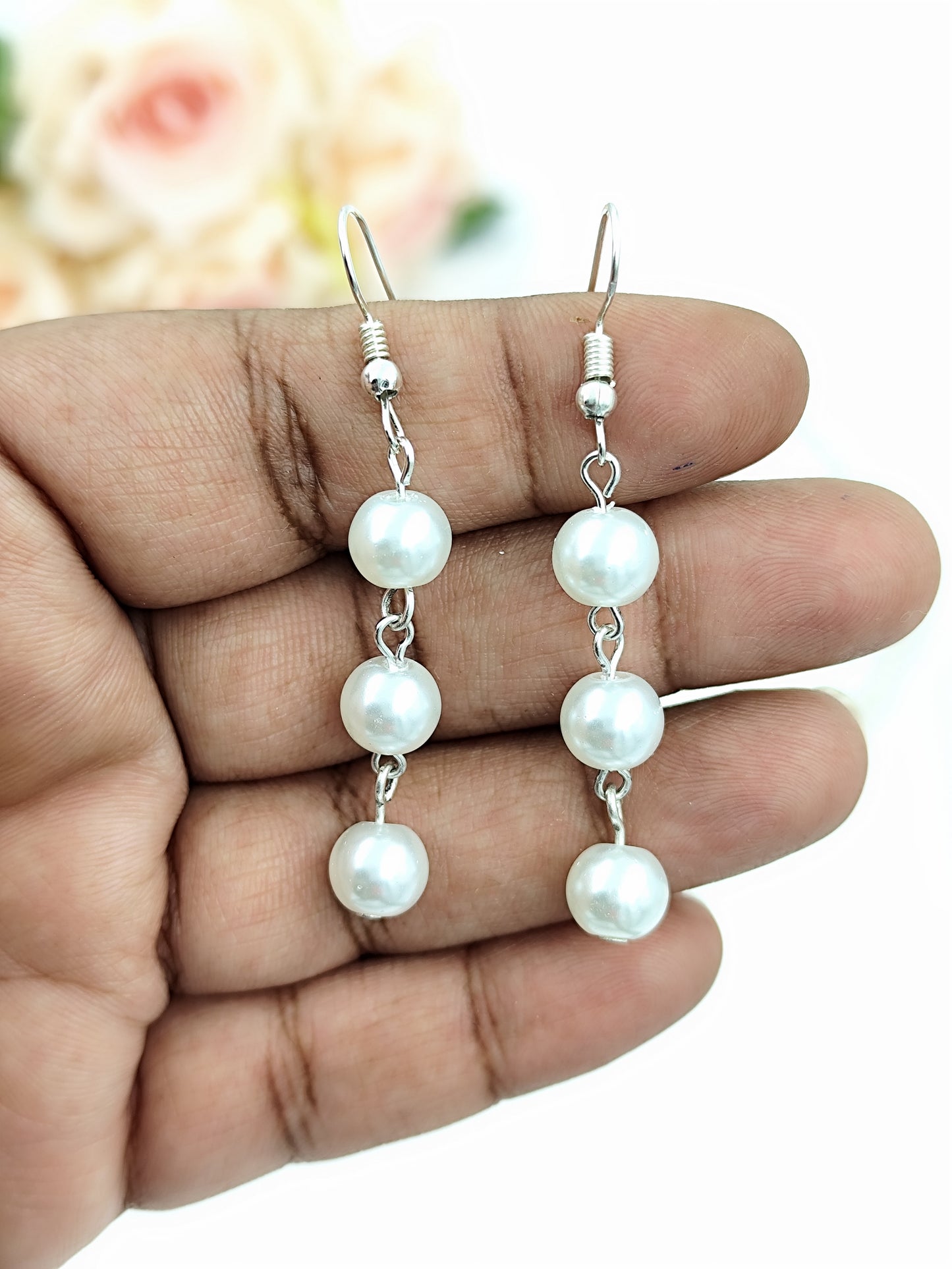 Pearl & Crystal Set - Off White Glass Pearl & Clear White Crystal & Silver Pendent Set