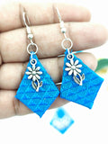 Khaan Fabric Blue With Silver Pendent & Earring Set