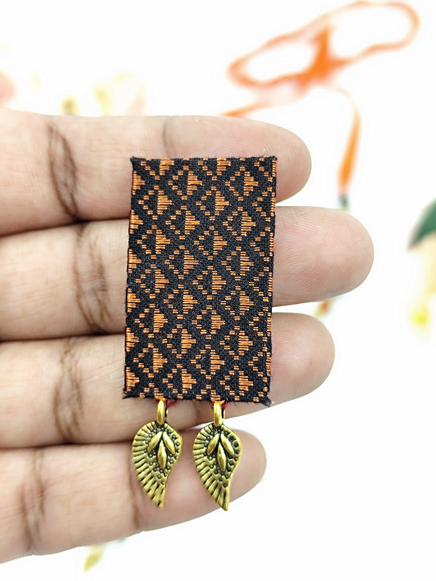 Khaan Fabric Set - Copper & Black with Red & Silver Border design & Golden Charms