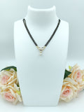 Short Mangalsutra - Double Layer, Stone Pendent With Pearl Drop