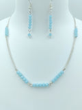 Chain Necklace Set - Silver Chain & Light Sky Blue Crystal Bead Set