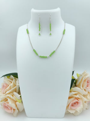 Chain Necklace Set - Silver Chain & Light Green Crystal Bead Set