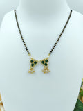 Short Mangalsutra - Single Layer with Stone Pendent & Pearl Details