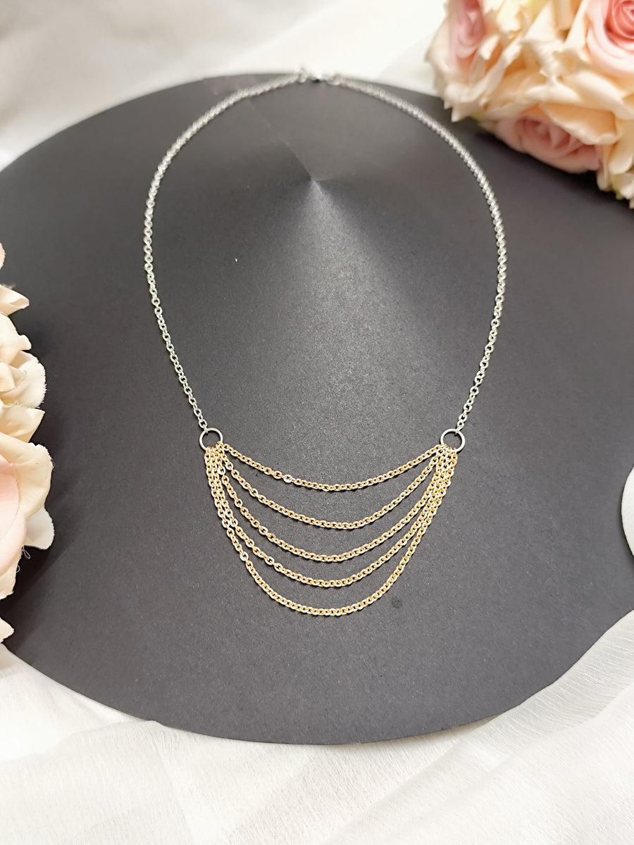 Necklace - Silver & Golden Chain Necklace