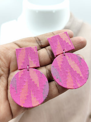 Pink Fabric Statement Earrings