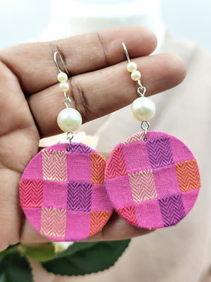 Round Pink Multi colour Statement Earrings