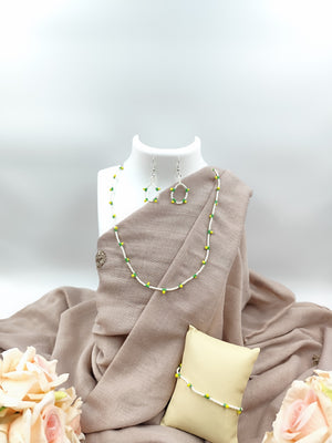 Seed Bead Necklace Set - Lemony line