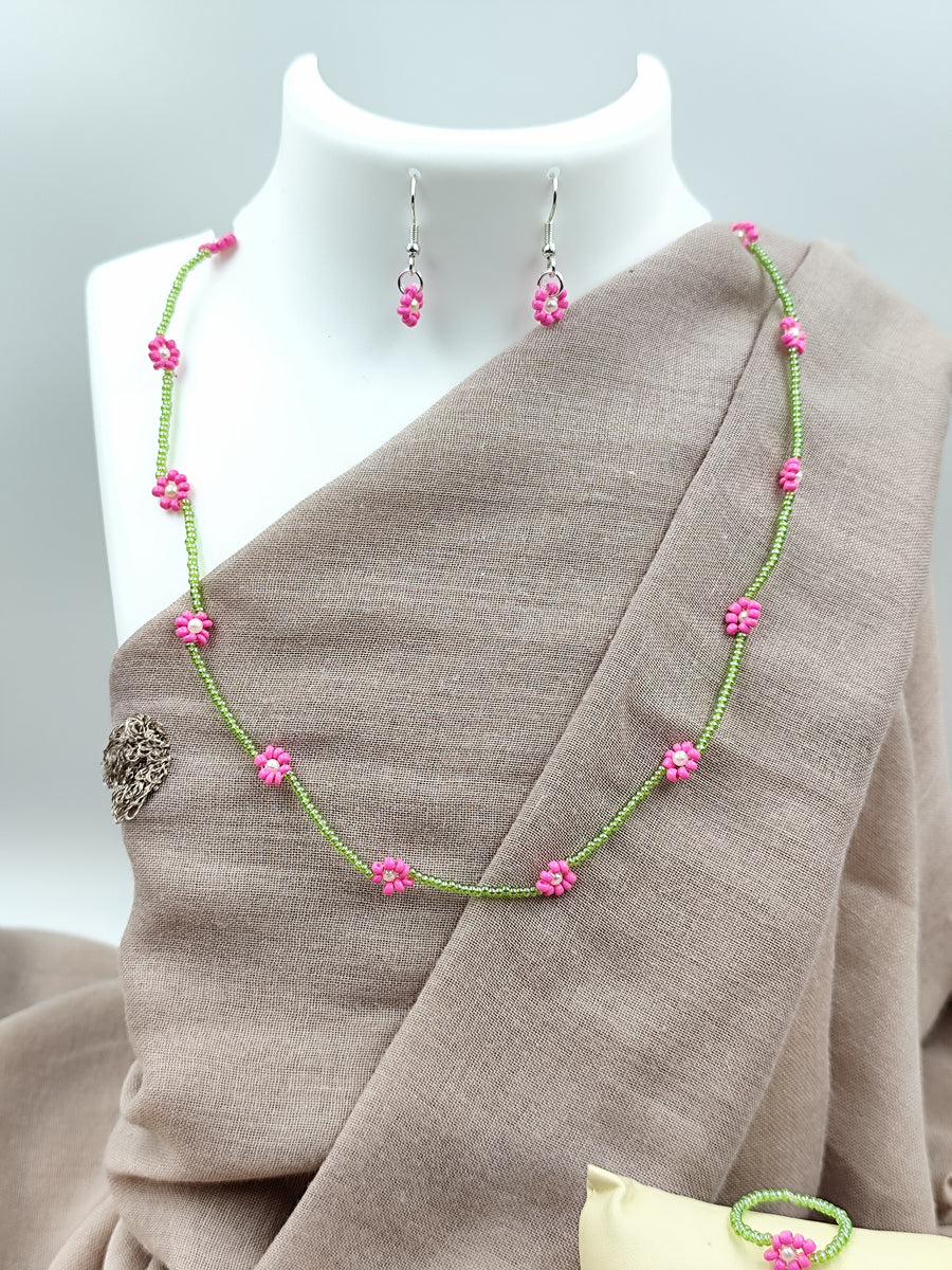 Seed Bead Necklace Set - Daisy Lady