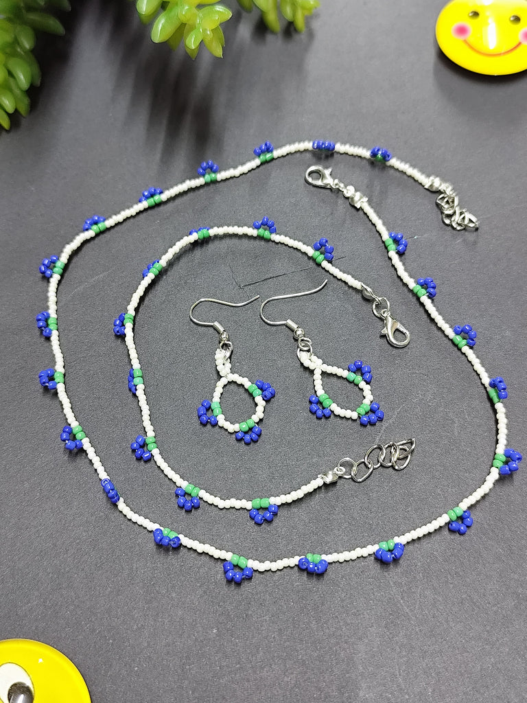 Seed Bead Necklace Set - Blueberry Love