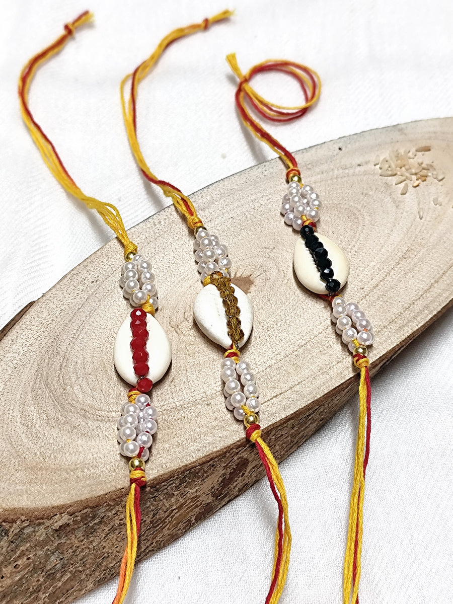 Cowrie Shell & Crystal Bhai Rakhi