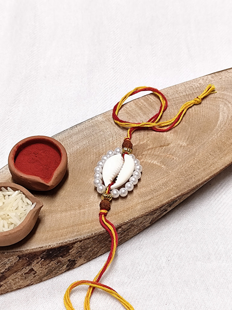 Cowrie Shell & Pearl Bhai Rakhi