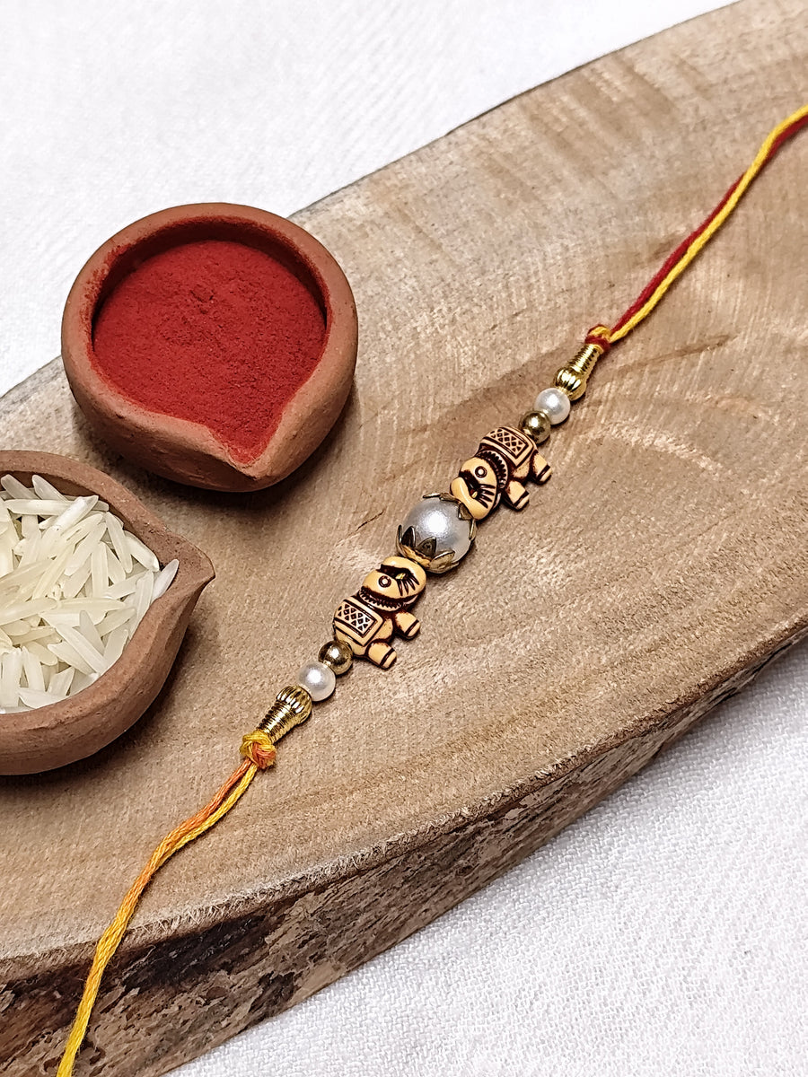 Elephant & Pearl Bhai Rakhi