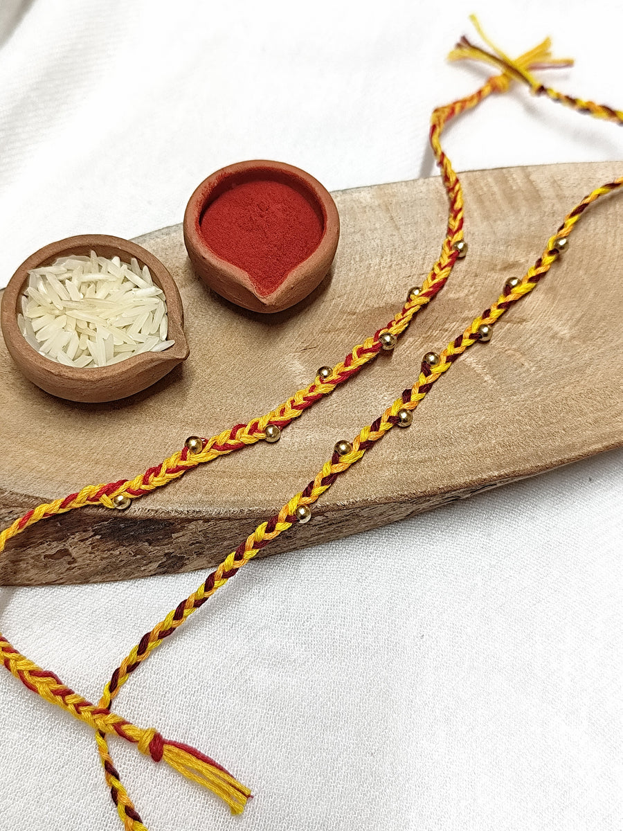 Braided Rakhi with Golden Beads Bhai Rakhi
